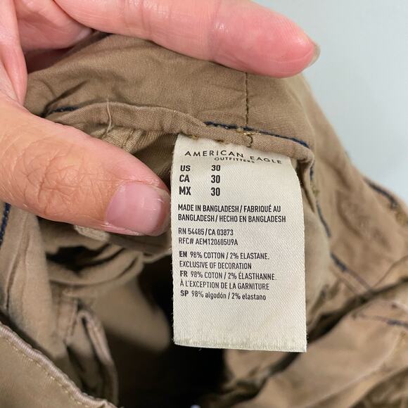 American Eagle Men's Khaki Next Level Flex Chino Shorts Size 30 - Picture 8 of 8